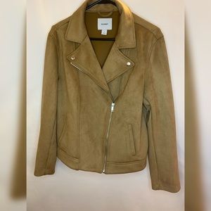 Old Navy tan suede moto jacket